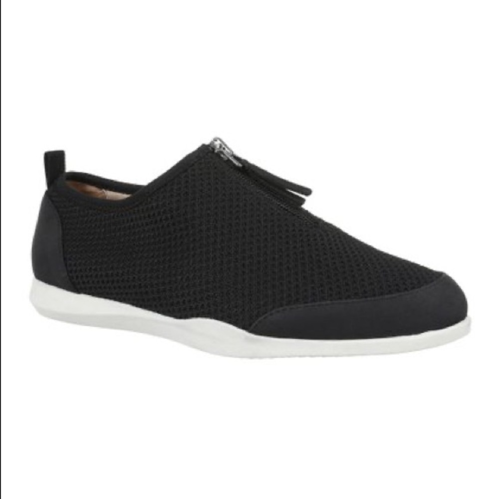 LifeStride Black & White Laney Zip Slip On Sneaker Size 7.5